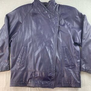 Vintage Danier sport leather coat 90s purple size medium Moto style